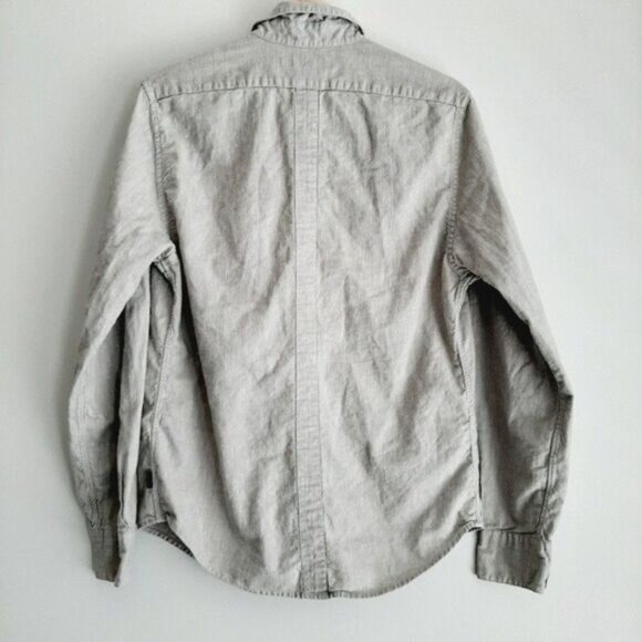 DH3 / 100% Cotton Textured Button Down Dress Shirt Light Grey Men's Sz S - Picture 4 of 9